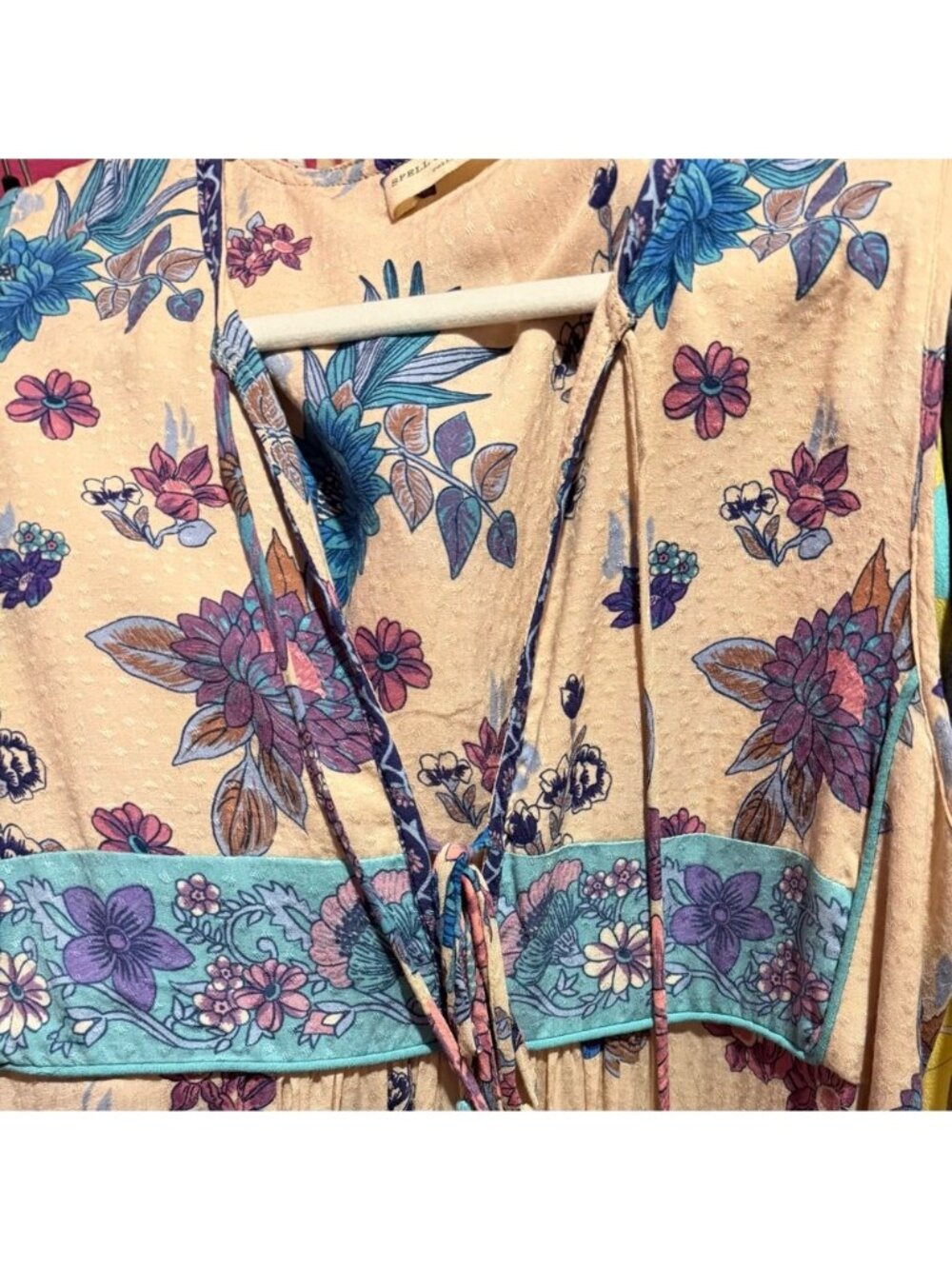 Spell NWOT XS Siren Song Boho Floral Print Sleeveless Midi Dress - Picture 9 of 10